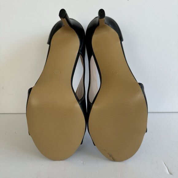 Tinstree Womens Dress Shoes US9 Leather Stiletto Heels Black Open Toe Party Glam - Picture 8 of 12